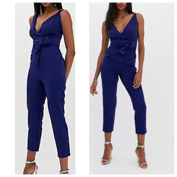 ASOS Pants - ASOS Wrap Front Jumpsuit with Peg Leg & Self Belt